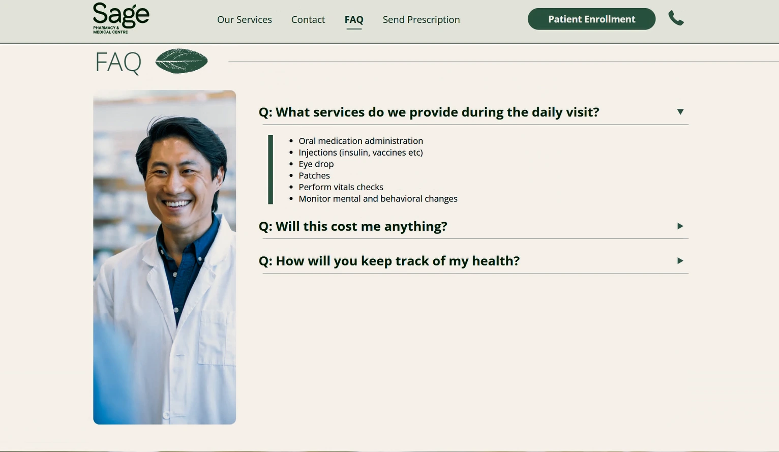 Sage Pharmacy website homepage preview